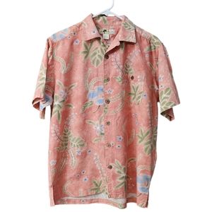 Joe Marlin Hawaiian Shirt Men Large Short Sleeve Button Up Vacation Beach